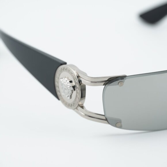 Versace VE2291 10016G Sunglasses Silver/Black Rectangle Frame, Grey Lenses main image 7